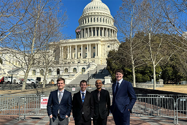 Pictured (l-to-r) Joe Hammond, Nick Weir, Samyam Aryal, and Ethan Price pose for a photo in Washington D.C.