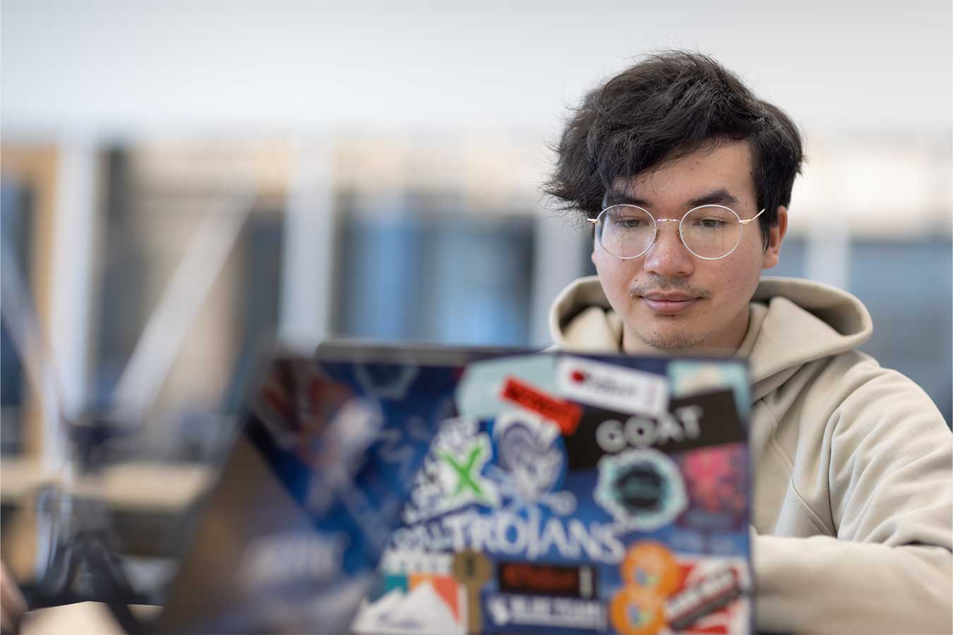 Student on a computer.