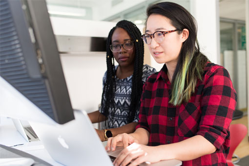 Students developing software.